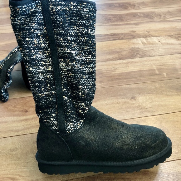 UGG Shimmering Suede & Knit Camaya Boots - Picture 3 of 7